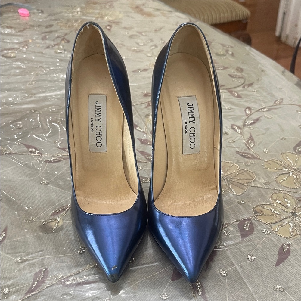 Jimmy Choo Metallic Blue Heels